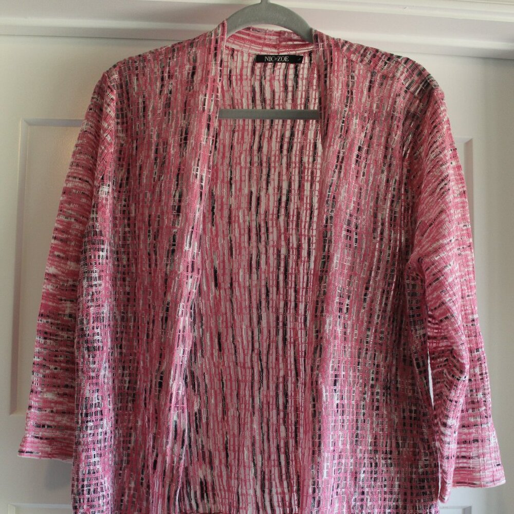 NIC + ZOE Pink 3/4 sleeve Cardigan